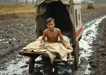 jovem levada em carrinho de mão até ambulância