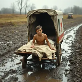 jovem levada em carrinho de mão até ambulância