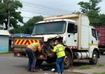 acidente com pneu de caminhão