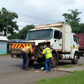 acidente com pneu de caminhão